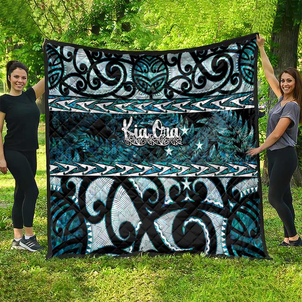 Kia Ora New Zealand Quilt Aotearoa Proud Maori Paua Shell Silver Fern - Aussie Hoodie