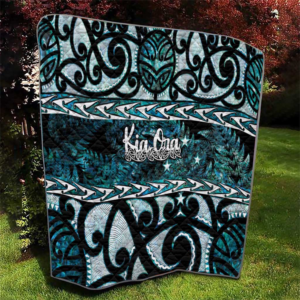 Kia Ora New Zealand Quilt Aotearoa Proud Maori Paua Shell Silver Fern - Aussie Hoodie