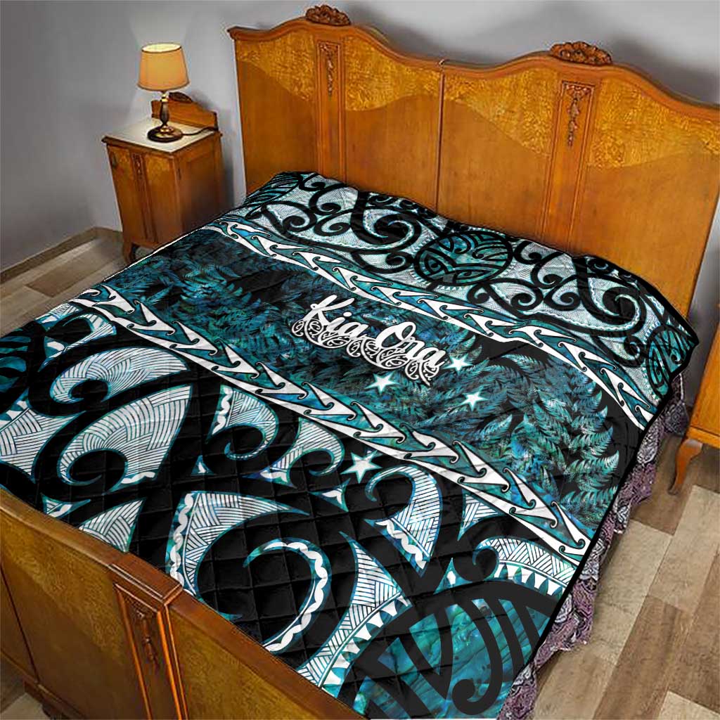Kia Ora New Zealand Quilt Aotearoa Proud Maori Paua Shell Silver Fern - Aussie Hoodie