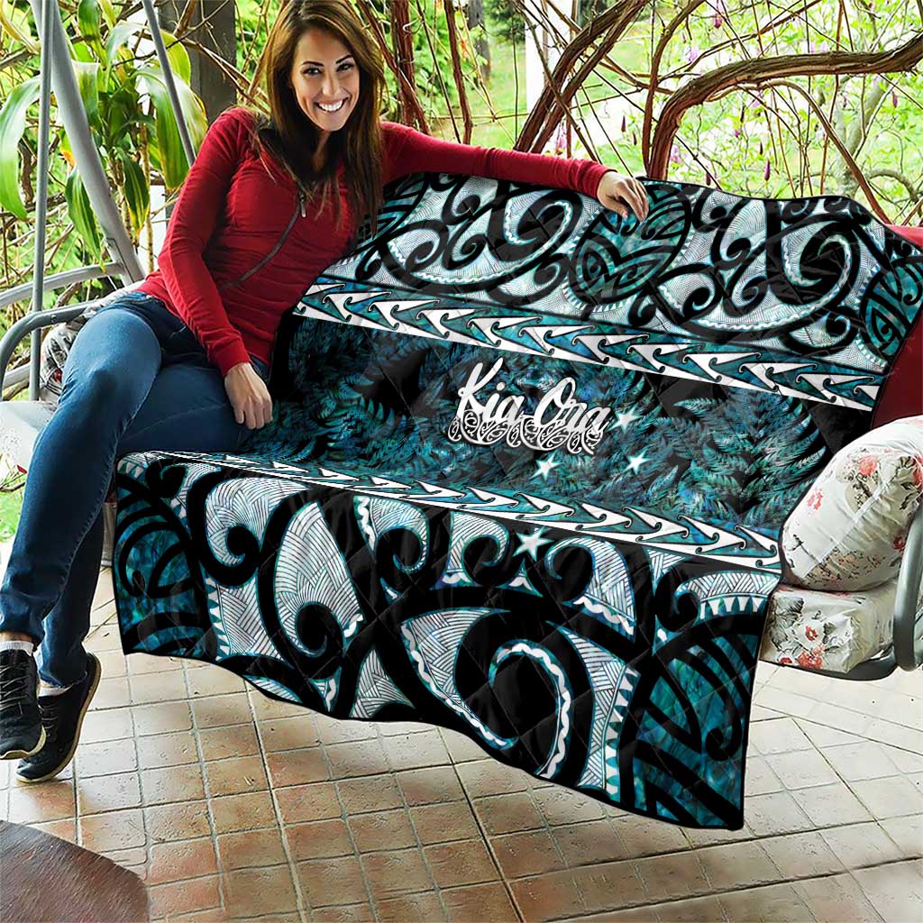 Kia Ora New Zealand Quilt Aotearoa Proud Maori Paua Shell Silver Fern - Aussie Hoodie