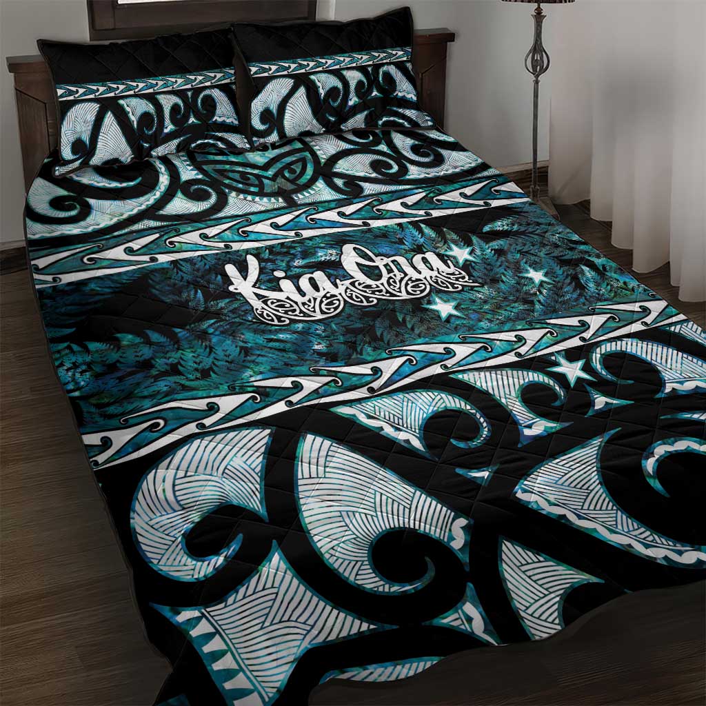 Kia Ora New Zealand Quilt Bed Set Aotearoa Proud Maori Paua Shell Silver Fern - Aussie Hoodie