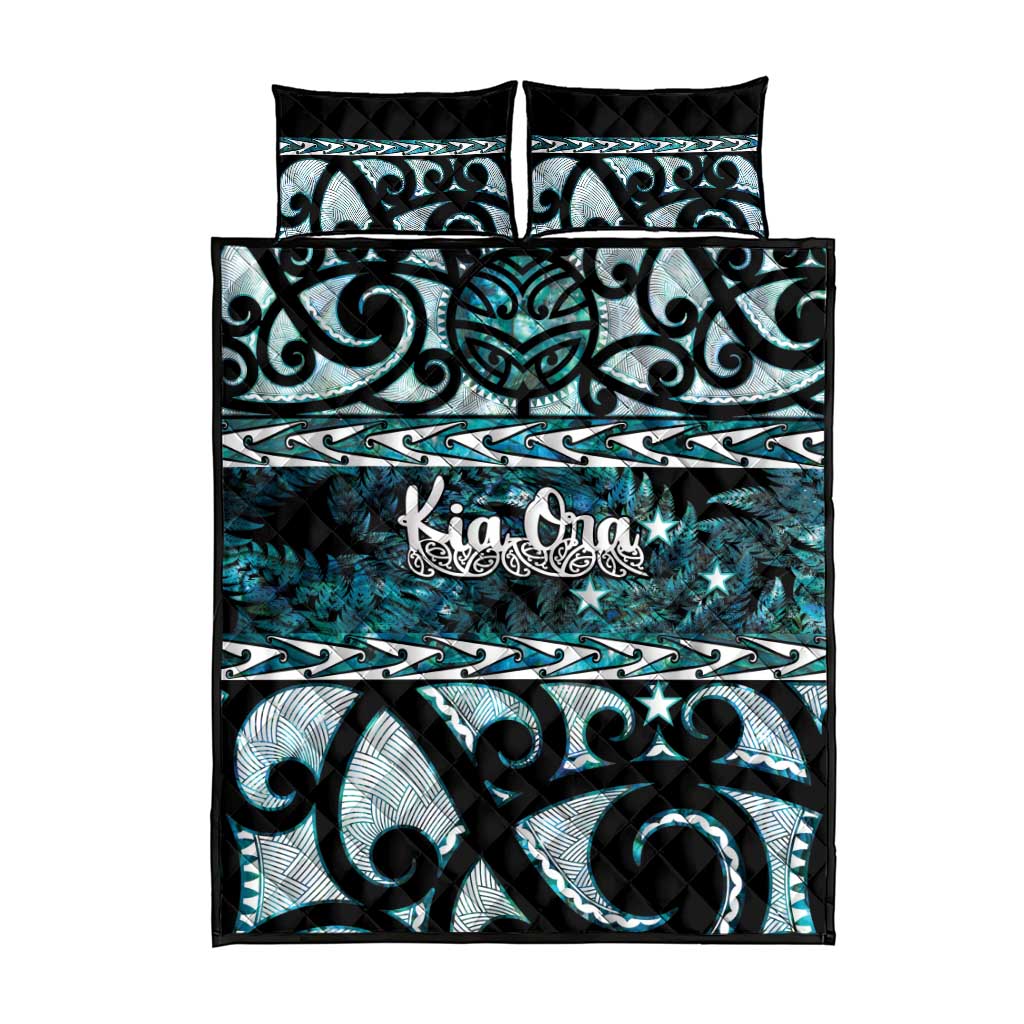 Kia Ora New Zealand Quilt Bed Set Aotearoa Proud Maori Paua Shell Silver Fern - Aussie Hoodie