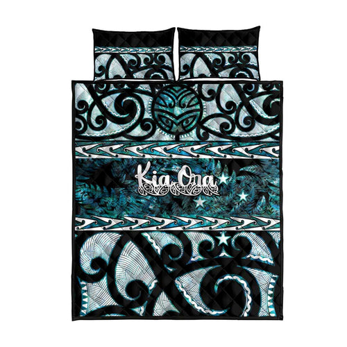 Kia Ora New Zealand Quilt Bed Set Aotearoa Proud Maori Paua Shell Silver Fern - Aussie Hoodie