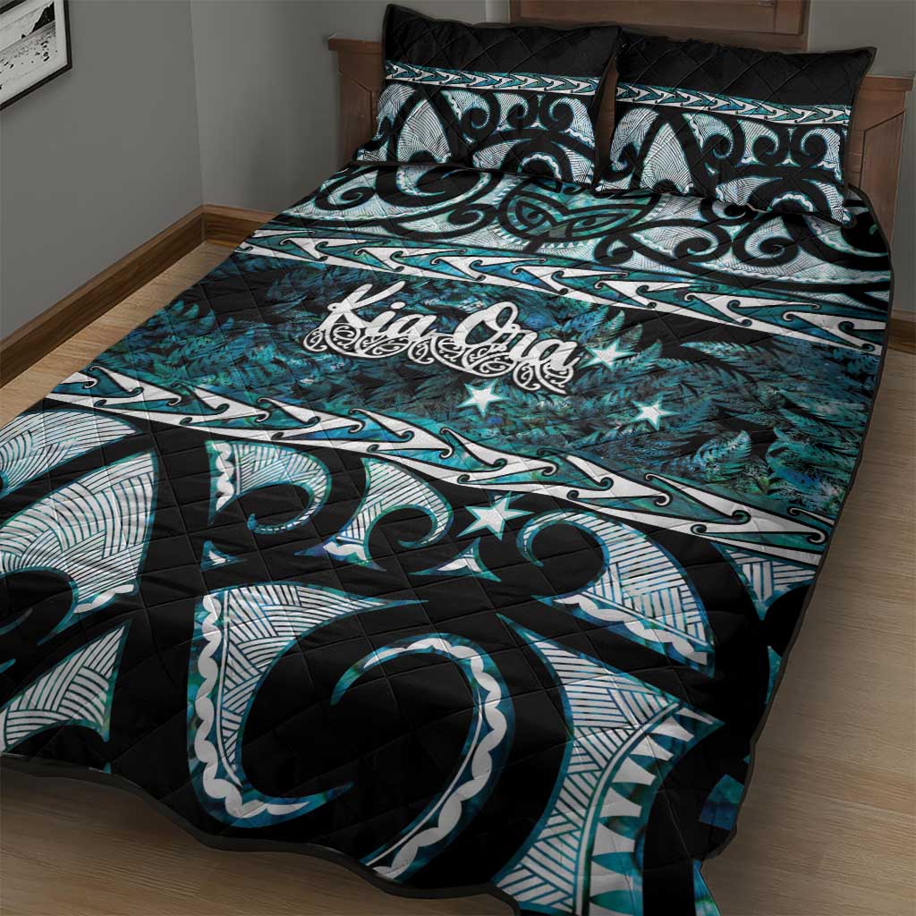 Kia Ora New Zealand Quilt Bed Set Aotearoa Proud Maori Paua Shell Silver Fern - Aussie Hoodie