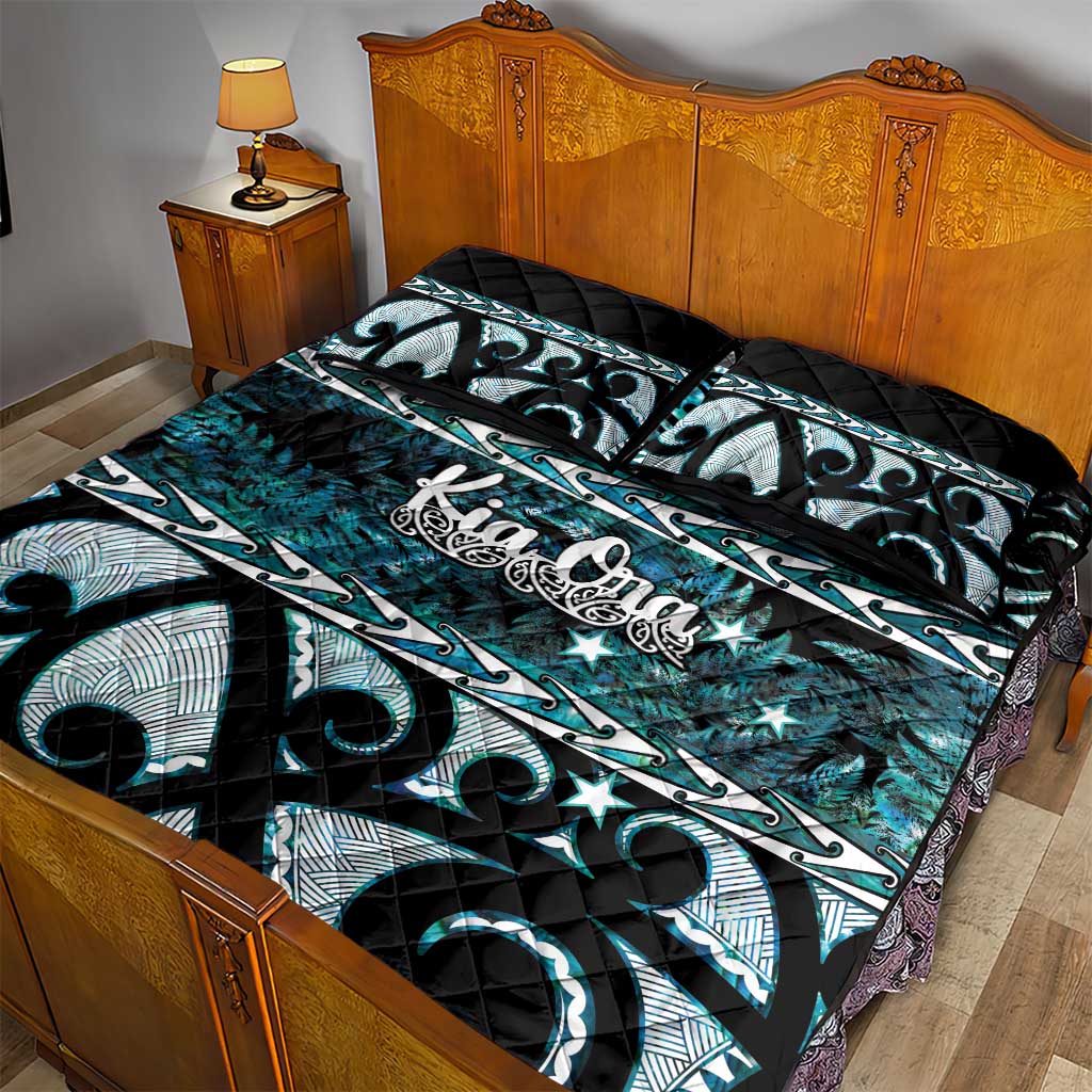 Kia Ora New Zealand Quilt Bed Set Aotearoa Proud Maori Paua Shell Silver Fern - Aussie Hoodie