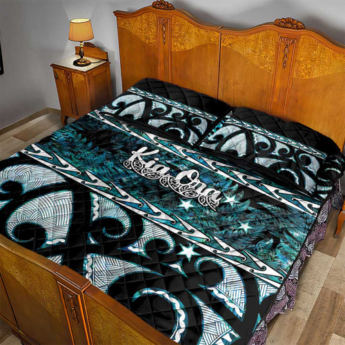 Kia Ora New Zealand Quilt Bed Set Aotearoa Proud Maori Paua Shell Silver Fern - Aussie Hoodie