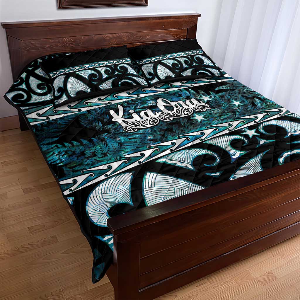 Kia Ora New Zealand Quilt Bed Set Aotearoa Proud Maori Paua Shell Silver Fern - Aussie Hoodie
