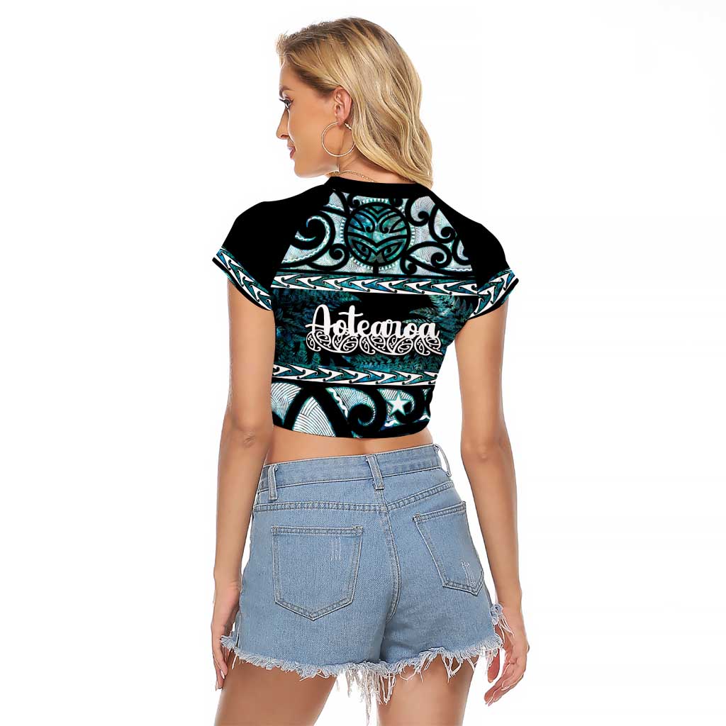 Kia Ora New Zealand Raglan Cropped T Shirt Aotearoa Proud Maori Paua Shell Silver Fern - Aussie Hoodie
