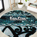 Kia Ora New Zealand Round Carpet Aotearoa Proud Maori Paua Shell Silver Fern - Aussie Hoodie