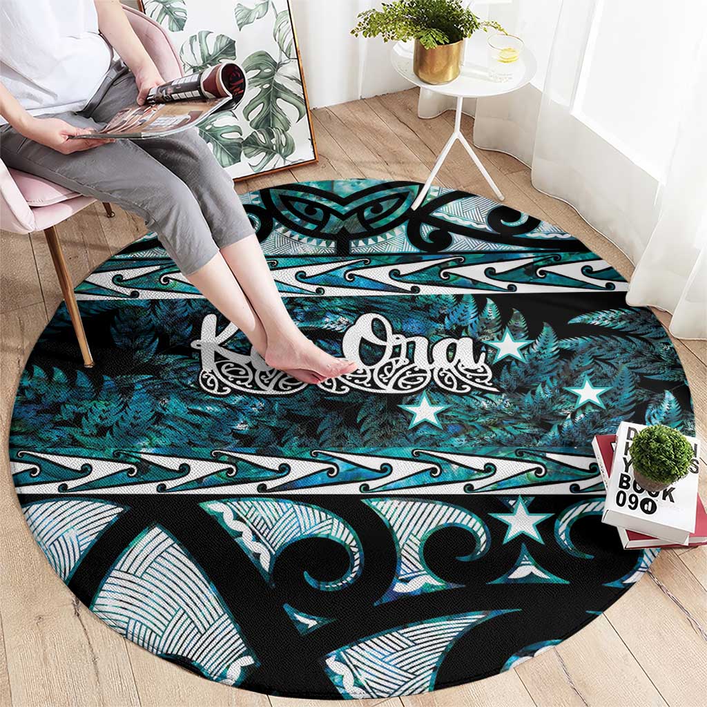 Kia Ora New Zealand Round Carpet Aotearoa Proud Maori Paua Shell Silver Fern - Aussie Hoodie