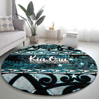 Kia Ora New Zealand Round Carpet Aotearoa Proud Maori Paua Shell Silver Fern - Aussie Hoodie