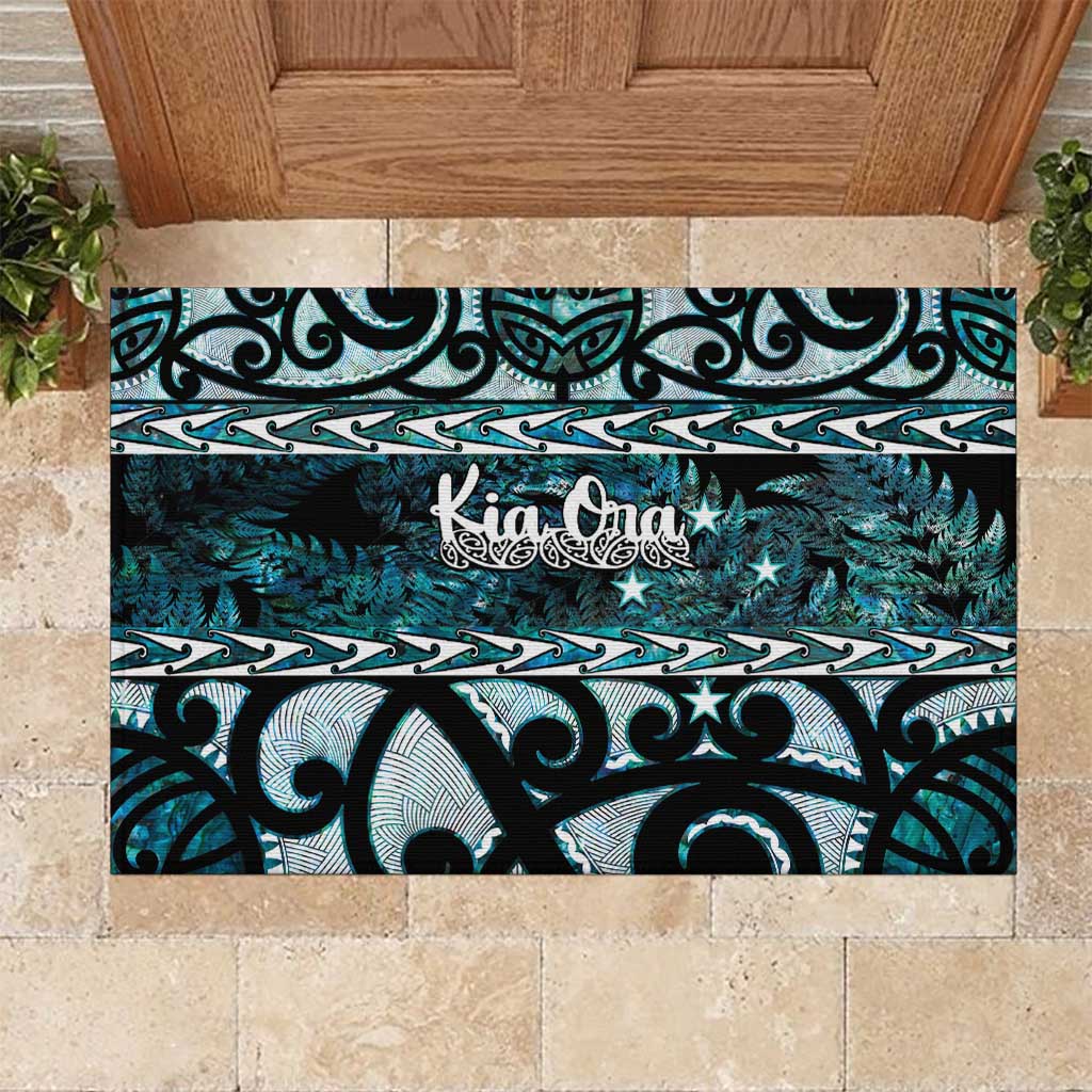 Kia Ora New Zealand Rubber Doormat Aotearoa Proud Maori Paua Shell Silver Fern - Aussie Hoodie