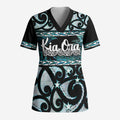 Kia Ora New Zealand Scrub Top Aotearoa Proud Maori Paua Shell Silver Fern - Aussie Hoodie