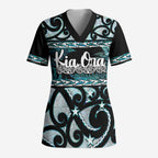 Kia Ora New Zealand Scrub Top Aotearoa Proud Maori Paua Shell Silver Fern - Aussie Hoodie