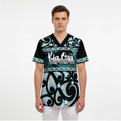 Kia Ora New Zealand Scrub Top Aotearoa Proud Maori Paua Shell Silver Fern - Aussie Hoodie