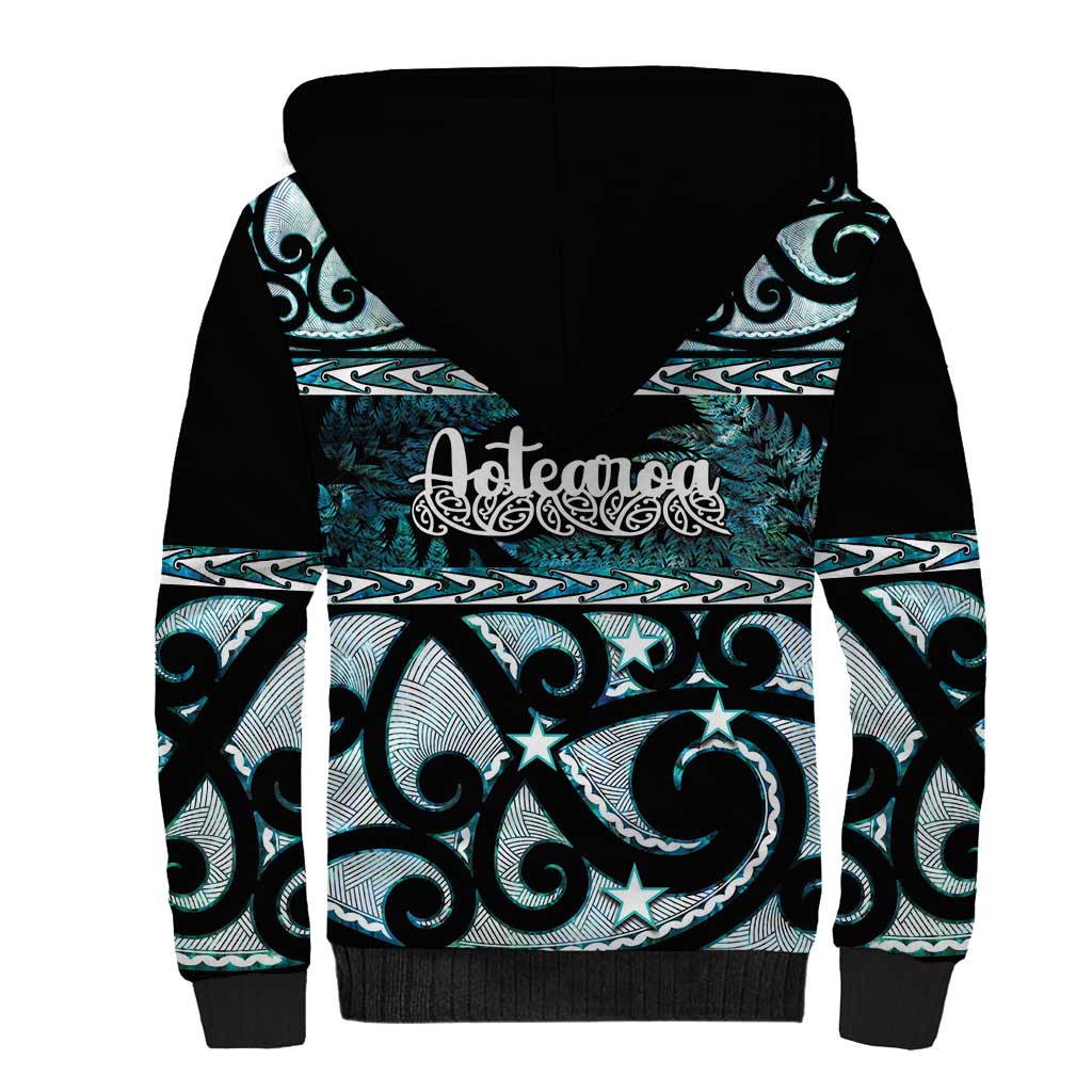 Kia Ora New Zealand Sherpa Hoodie Aotearoa Proud Maori Paua Shell Silver Fern - Aussie Hoodie