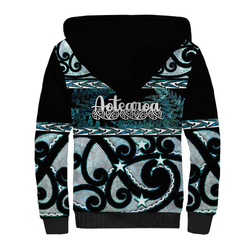 Kia Ora New Zealand Sherpa Hoodie Aotearoa Proud Maori Paua Shell Silver Fern - Aussie Hoodie