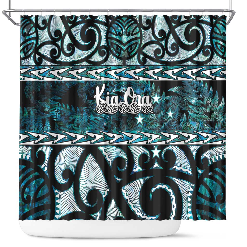 Kia Ora New Zealand Shower Curtain Aotearoa Proud Maori Paua Shell Silver Fern - Aussie Hoodie