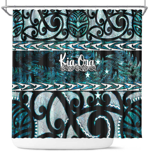 Kia Ora New Zealand Shower Curtain Aotearoa Proud Maori Paua Shell Silver Fern - Aussie Hoodie