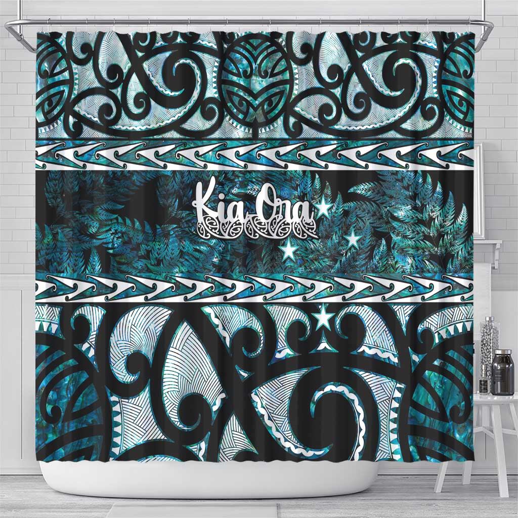 Kia Ora New Zealand Shower Curtain Aotearoa Proud Maori Paua Shell Silver Fern - Aussie Hoodie