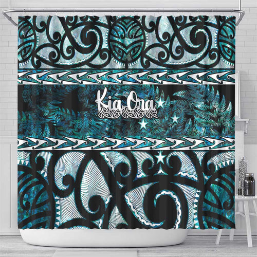 Kia Ora New Zealand Shower Curtain Aotearoa Proud Maori Paua Shell Silver Fern - Aussie Hoodie