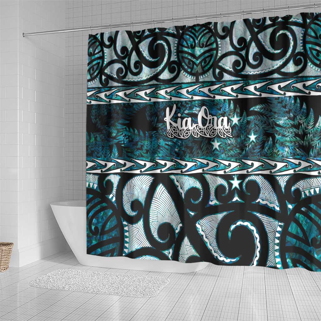 Kia Ora New Zealand Shower Curtain Aotearoa Proud Maori Paua Shell Silver Fern - Aussie Hoodie