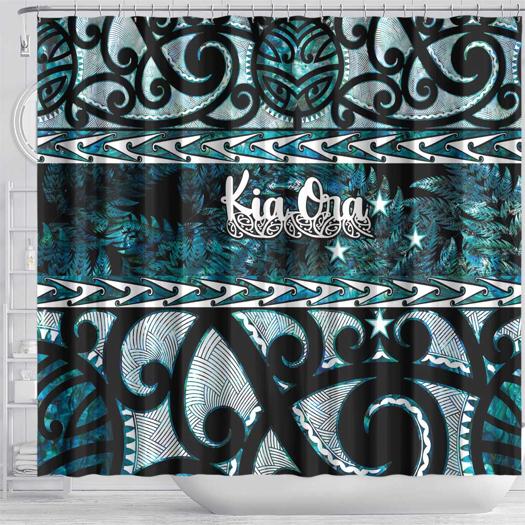 Kia Ora New Zealand Shower Curtain Aotearoa Proud Maori Paua Shell Silver Fern - Aussie Hoodie