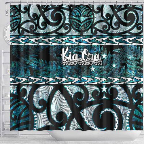 Kia Ora New Zealand Shower Curtain Aotearoa Proud Maori Paua Shell Silver Fern - Aussie Hoodie