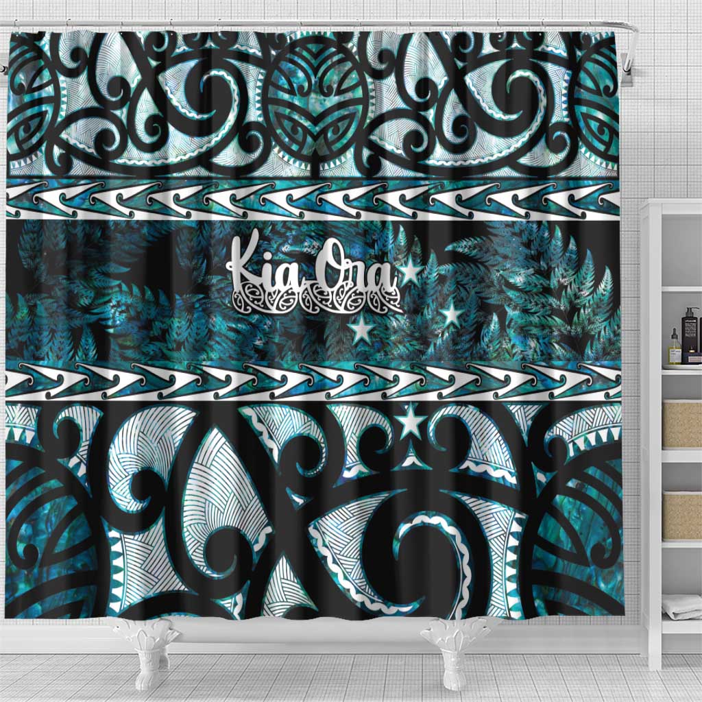 Kia Ora New Zealand Shower Curtain Aotearoa Proud Maori Paua Shell Silver Fern - Aussie Hoodie