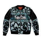 Kia Ora New Zealand Sleeve Zip Bomber Jacket Aotearoa Proud Maori Paua Shell Silver Fern - Aussie Hoodie