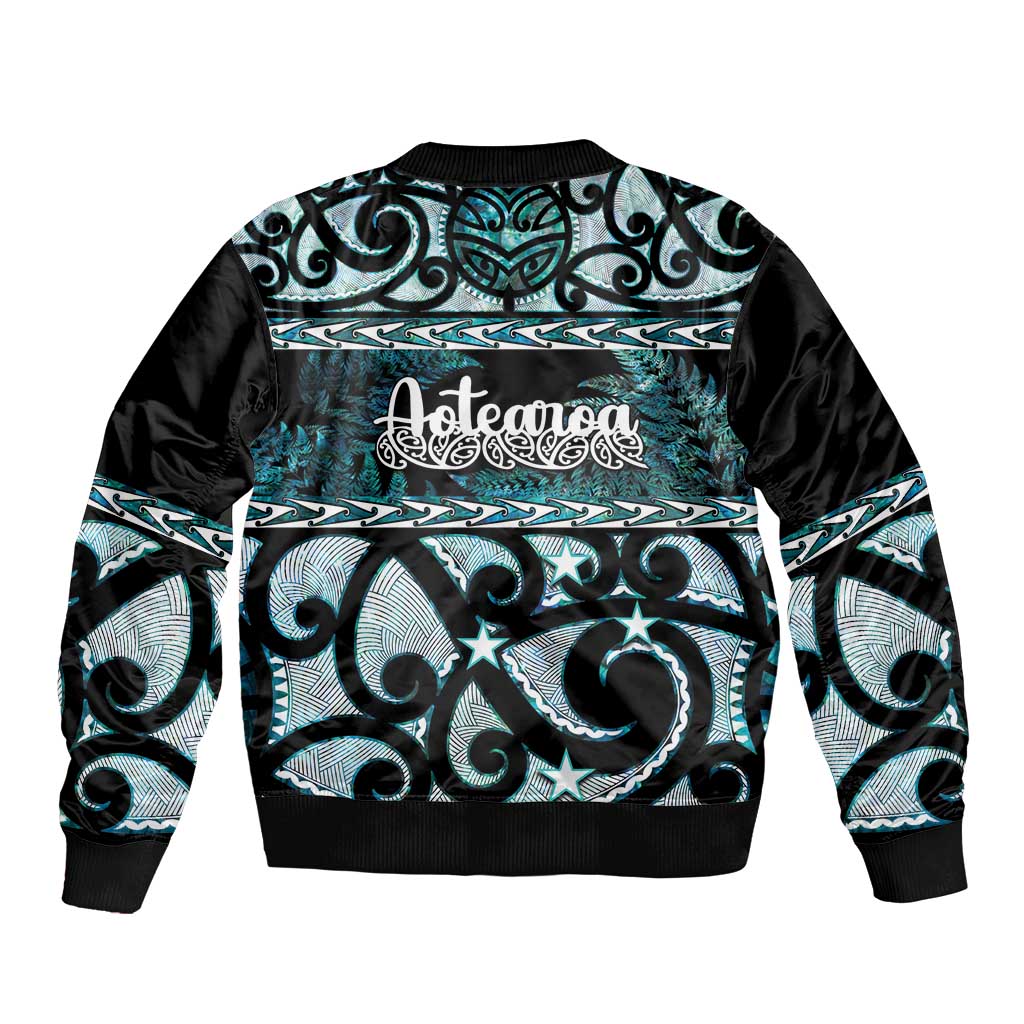 Kia Ora New Zealand Sleeve Zip Bomber Jacket Aotearoa Proud Maori Paua Shell Silver Fern - Aussie Hoodie