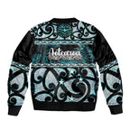 Kia Ora New Zealand Sleeve Zip Bomber Jacket Aotearoa Proud Maori Paua Shell Silver Fern - Aussie Hoodie
