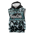Kia Ora New Zealand Sleeveless Hoodie Aotearoa Proud Maori Paua Shell Silver Fern - Aussie Hoodie