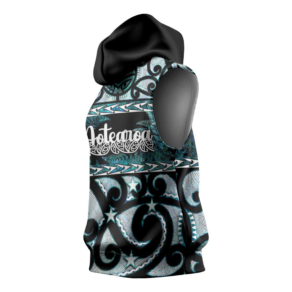 Kia Ora New Zealand Sleeveless Hoodie Aotearoa Proud Maori Paua Shell Silver Fern - Aussie Hoodie