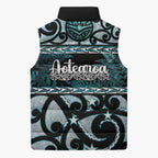 Kia Ora New Zealand Sleeveless Puffer Jacket Aotearoa Proud Maori Paua Shell Silver Fern - Aussie Hoodie