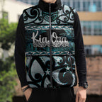 Kia Ora New Zealand Sleeveless Puffer Jacket Aotearoa Proud Maori Paua Shell Silver Fern - Aussie Hoodie