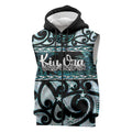 Kia Ora New Zealand Sleeveless Zip Hoodie Aotearoa Proud Maori Paua Shell Silver Fern LT14