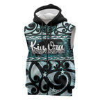 Kia Ora New Zealand Sleeveless Zip Hoodie Aotearoa Proud Maori Paua Shell Silver Fern LT14