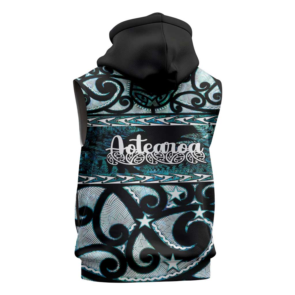 Kia Ora New Zealand Sleeveless Zip Hoodie Aotearoa Proud Maori Paua Shell Silver Fern - Aussie Hoodie