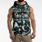 Kia Ora New Zealand Sleeveless Zip Hoodie Aotearoa Proud Maori Paua Shell Silver Fern LT14