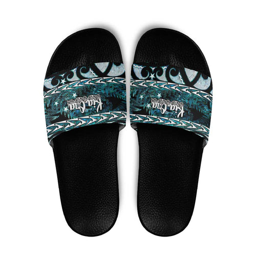 Kia Ora New Zealand Slide Sandals Aotearoa Proud Maori Paua Shell Silver Fern - Aussie Hoodie