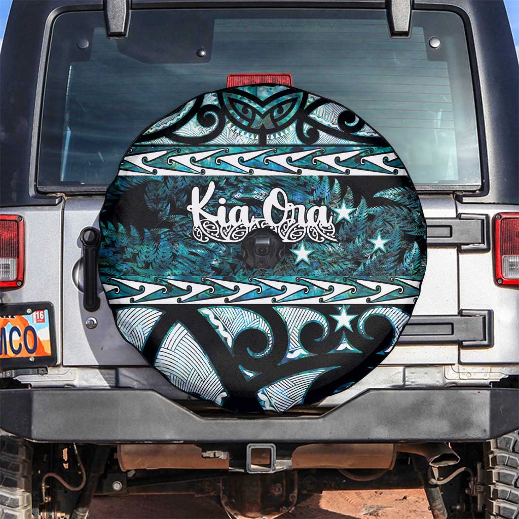 Kia Ora New Zealand Spare Tire Cover Aotearoa Proud Maori Paua Shell Silver Fern - Aussie Hoodie