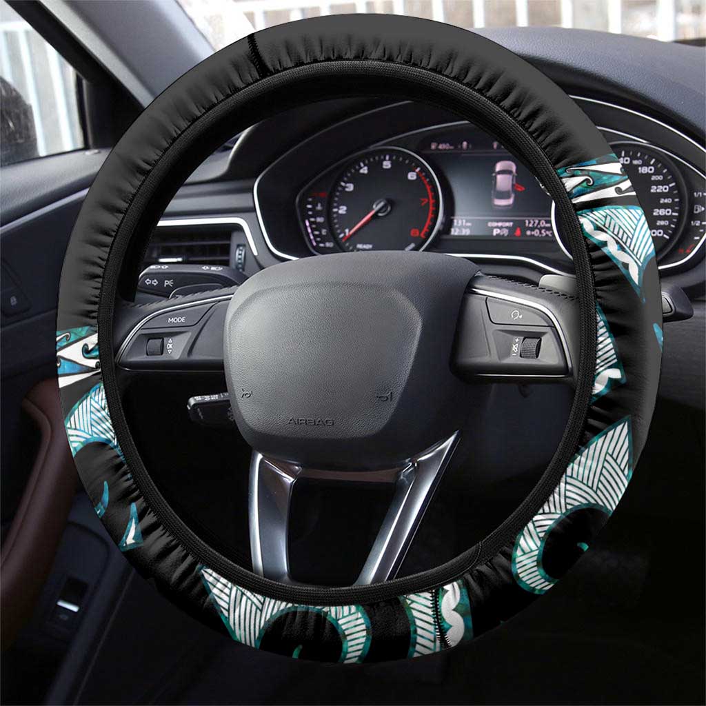 Kia Ora New Zealand Steering Wheel Cover Aotearoa Proud Maori Paua Shell Silver Fern - Aussie Hoodie