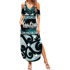 Kia Ora New Zealand Summer Maxi Dress Aotearoa Proud Maori Paua Shell Silver Fern - Aussie Hoodie