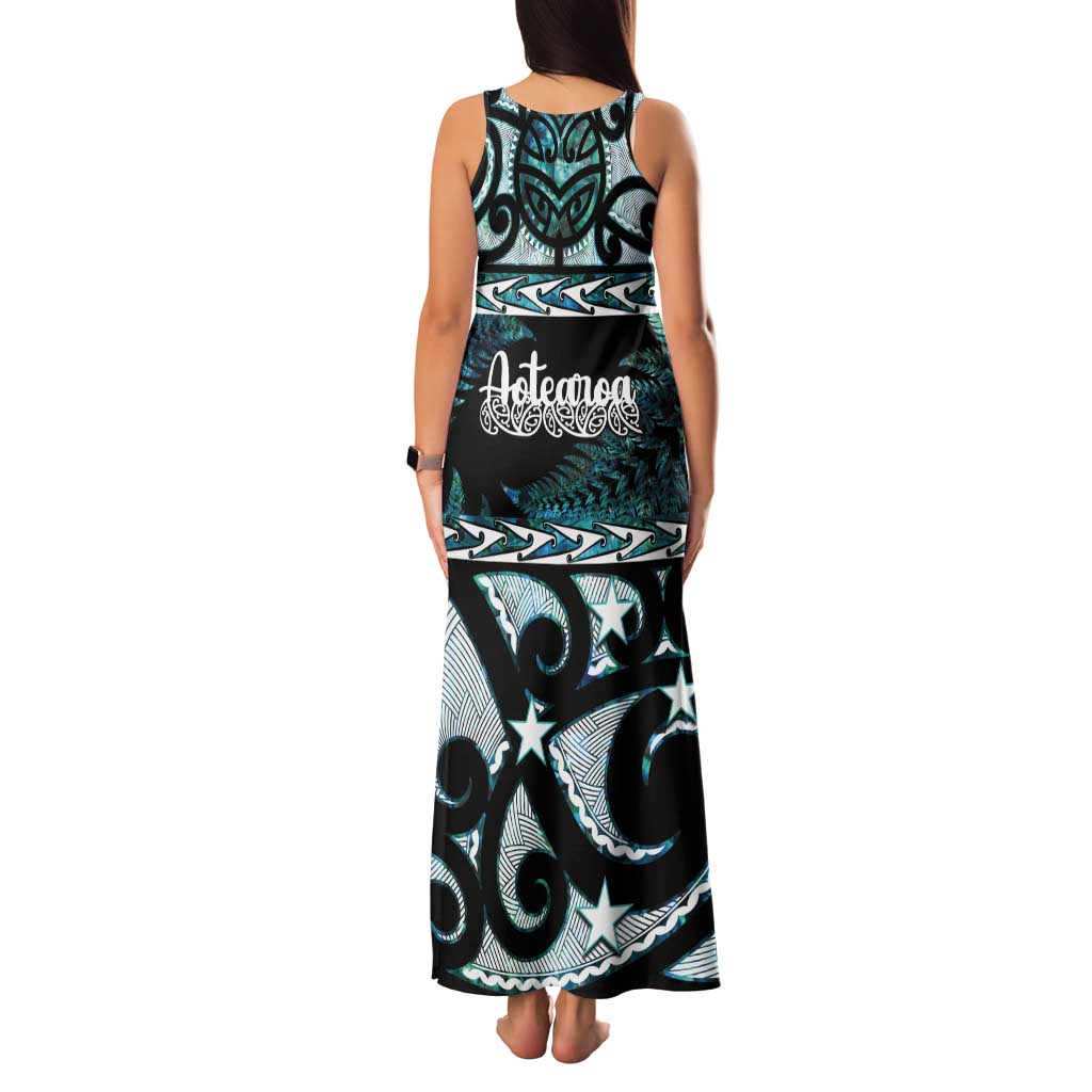 Kia Ora New Zealand Tank Maxi Dress Aotearoa Proud Maori Paua Shell Silver Fern - Aussie Hoodie