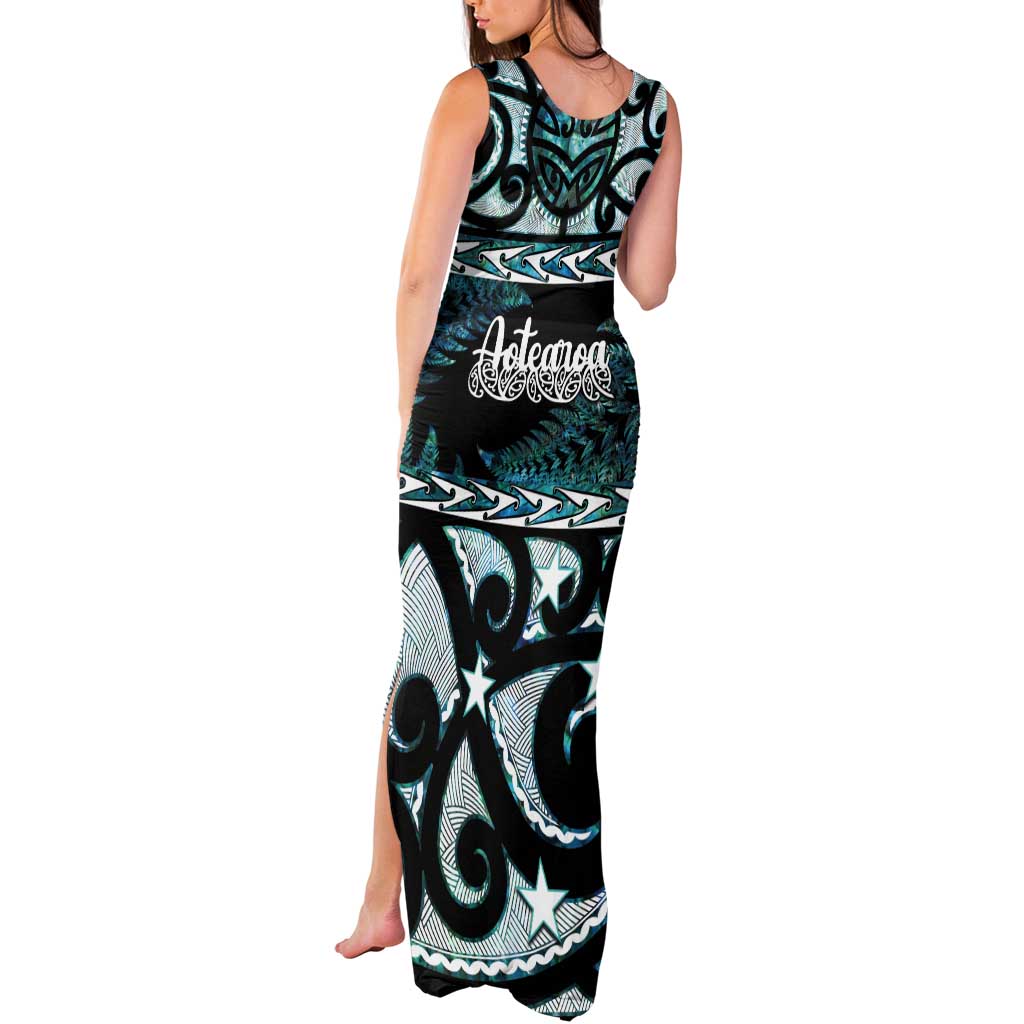 Kia Ora New Zealand Tank Maxi Dress Aotearoa Proud Maori Paua Shell Silver Fern - Aussie Hoodie