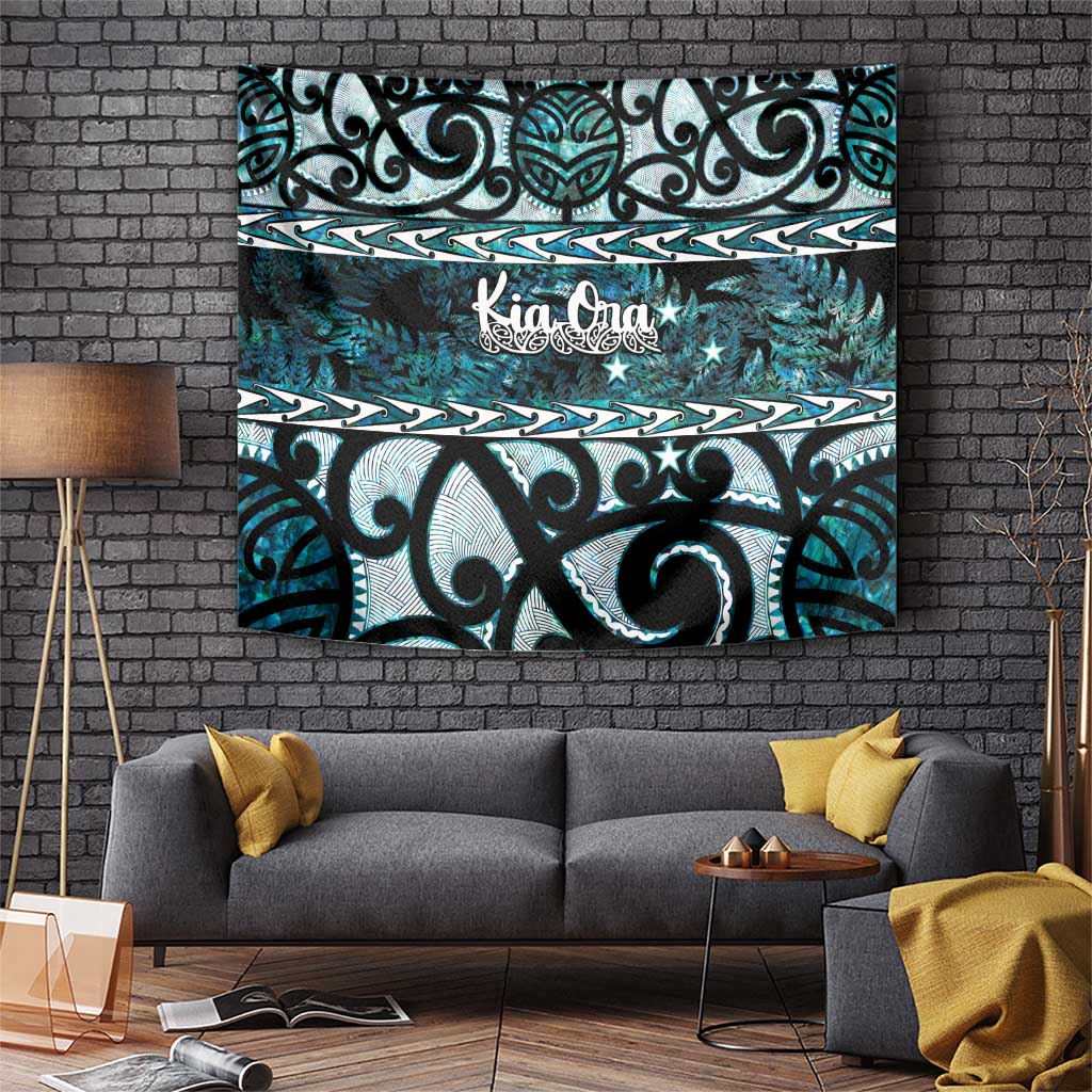 Kia Ora New Zealand Tapestry Aotearoa Proud Maori Paua Shell Silver Fern - Aussie Hoodie