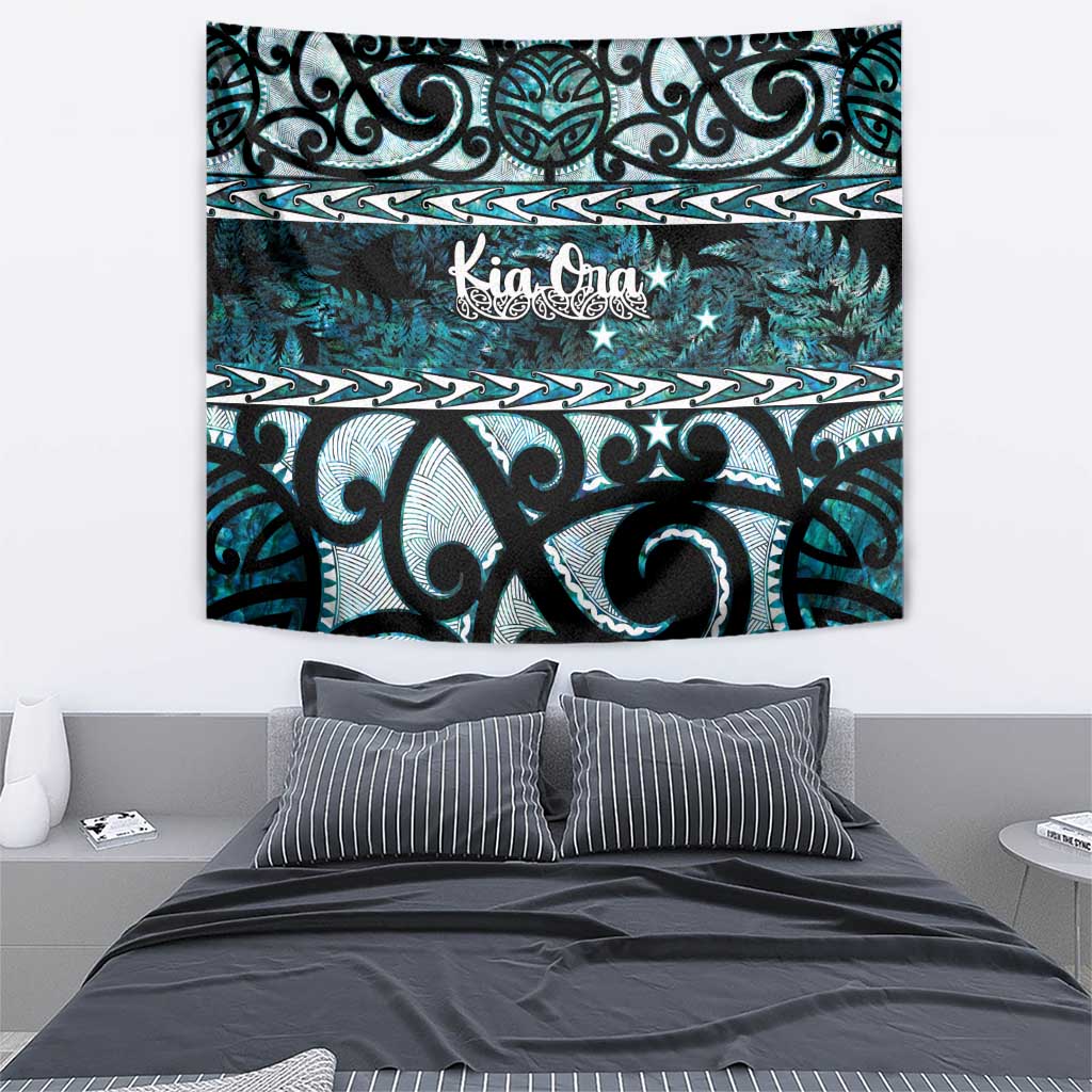 Kia Ora New Zealand Tapestry Aotearoa Proud Maori Paua Shell Silver Fern - Aussie Hoodie