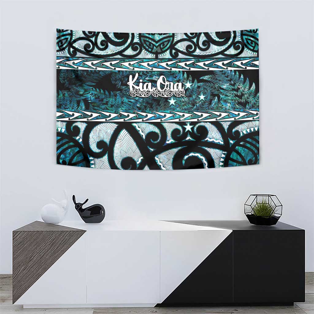 Kia Ora New Zealand Tapestry Aotearoa Proud Maori Paua Shell Silver Fern - Aussie Hoodie