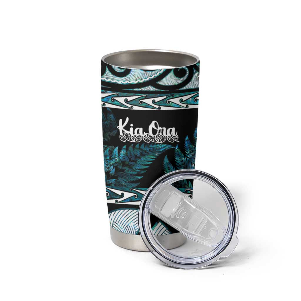 Kia Ora New Zealand Tumbler Cup Aotearoa Proud Maori Paua Shell Silver Fern - Aussie Hoodie